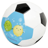 Cute happy lemon limoen illustratie voetbal (Drie kwart)