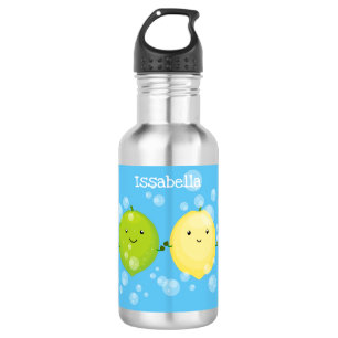 Cute happy lemon limoen illustratie waterfles