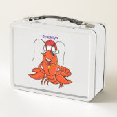 Cute happy lobster met kerstpet cartoon (Achterkant)