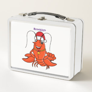Cute happy lobster met kerstpet cartoon