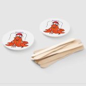 Cute happy lobster met kerstpet cartoon handwaaier (Niet-gemonteerd)
