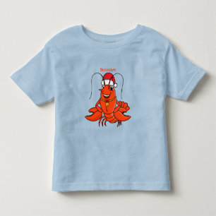 Cute happy lobster met kerstpet cartoon kinder shirts
