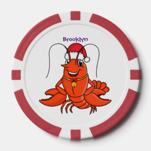 Cute happy lobster met kerstpet cartoon poker chips