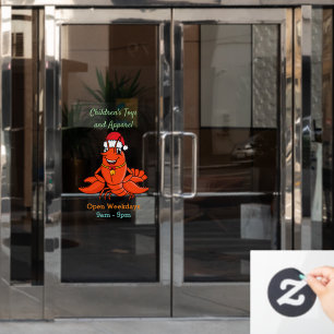 Cute happy lobster met kerstpet cartoon raamsticker