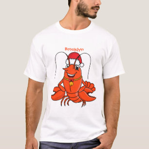 Cute happy lobster met kerstpet cartoon t-shirt