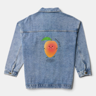 Cute happy mango cartoon illustratie denim jacket