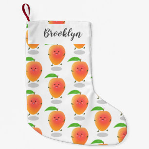 Cute happy mango cartoon illustratie kleine kerstsok