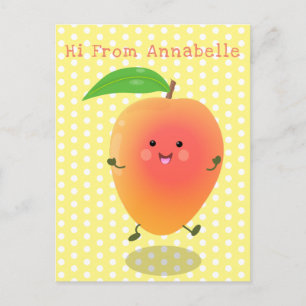 Cute happy mango yellow cartoon illustratie briefkaart
