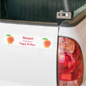 Cute happy mango yellow cartoon illustratie bumpersticker (Op Truck)