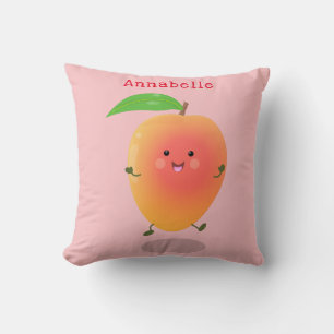 Cute happy mango yellow cartoon illustratie kussen