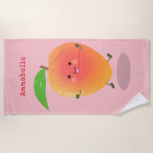 Cute happy mango yellow cartoon illustratie strandlaken (Voorkant)