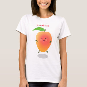 Cute happy mango yellow cartoon illustratie t-shirt