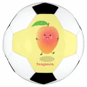 Cute happy mango yellow cartoon illustratie voetbal