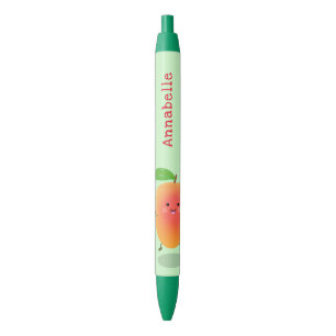 Cute happy mango yellow cartoon illustratie zwarte inkt pen
