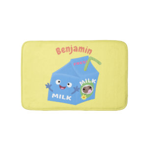 Cute happy milk carton cartoon badmat