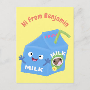 Cute happy milk carton cartoon briefkaart