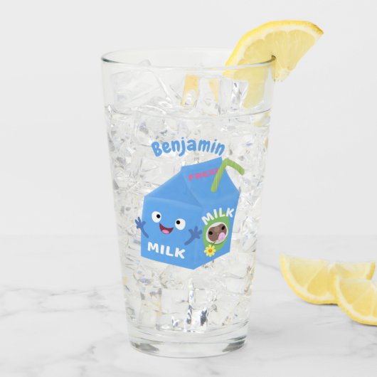 Cute happy milk carton cartoon glas (Achterkant ijs)