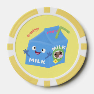 Cute happy milk carton cartoon poker chips
