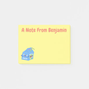 Cute happy milk carton cartoon post-it® notes