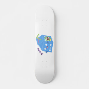 Cute happy milk carton cartoon skateboard