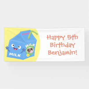 Cute happy milk carton cartoon spandoek