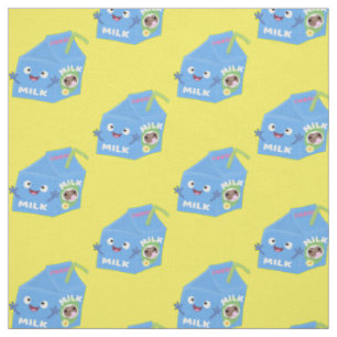 Cute happy milk carton cartoon stof