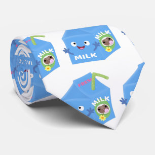 Cute happy milk carton cartoon stropdas