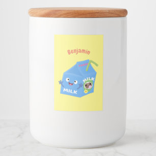 Cute happy milk carton cartoon voedselcontainer etiket