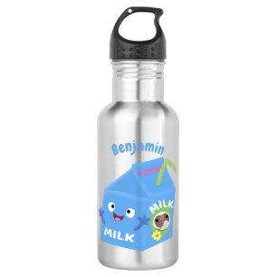 Cute happy milk carton cartoon waterfles