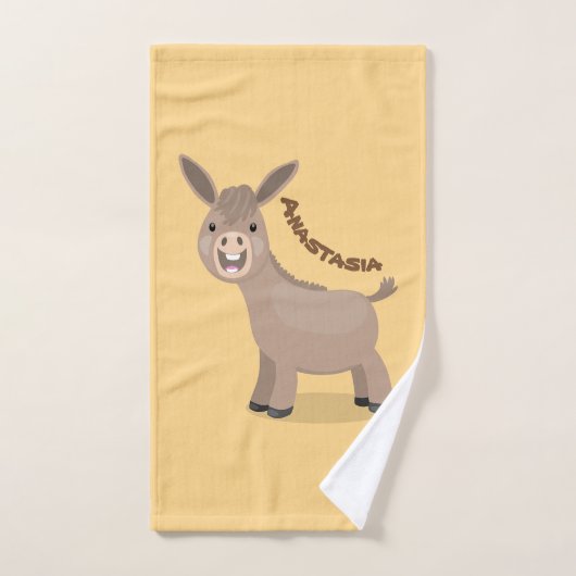 Cute happy miniature donkey cartoon bad handdoek (Handdoek)