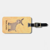 Cute happy miniature donkey cartoon bagagelabel (Voorkant horizontaal)