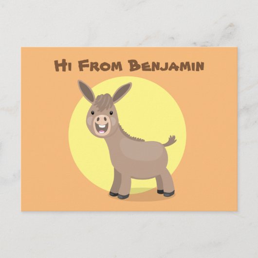 Cute happy miniature donkey cartoon briefkaart (Voorkant)