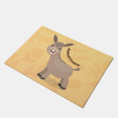 Cute happy miniature donkey cartoon deurmat (Schuin)