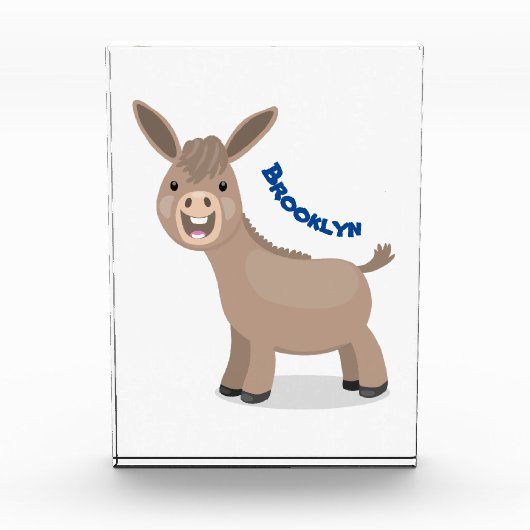 Cute happy miniature donkey cartoon fotoblokken (Voorkant)