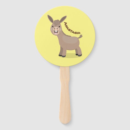 Cute happy miniature donkey cartoon handwaaier (Voorkant)