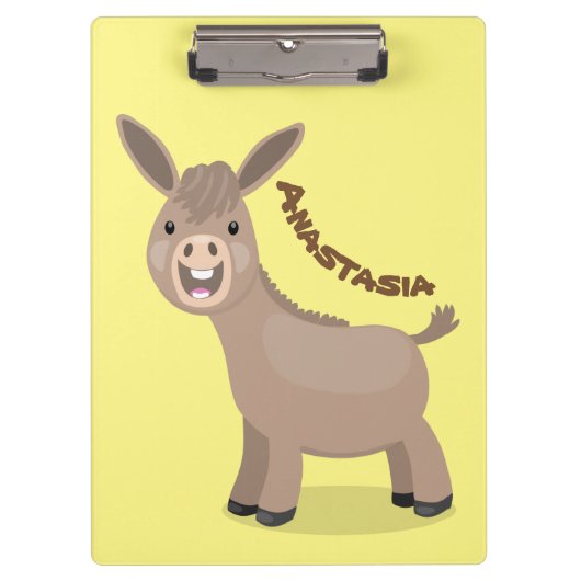Cute happy miniature donkey cartoon klembord (Voorkant)