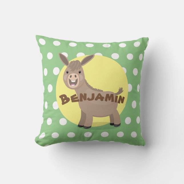 Cute happy miniature donkey cartoon kussen (Voorkant)