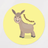 Cute happy miniature donkey cartoon labels (Design 2)