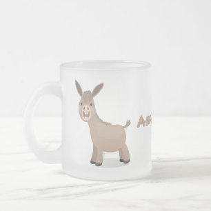 Cute happy miniature donkey cartoon matglas koffiemok