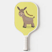 Cute happy miniature donkey cartoon pickleball paddle (Achterkant)