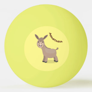 Cute happy miniature donkey cartoon pingpongballen