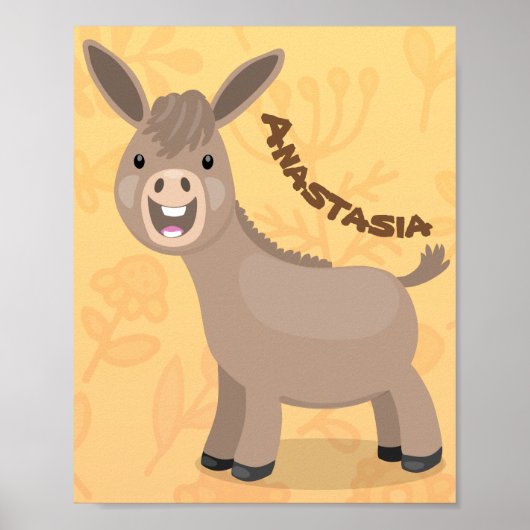 Cute happy miniature donkey cartoon poster (Voorkant)