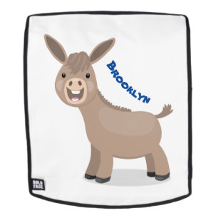 Cute happy miniature donkey cartoon rugtassen