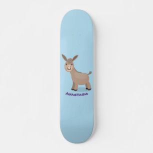 Cute happy miniature donkey cartoon skateboard