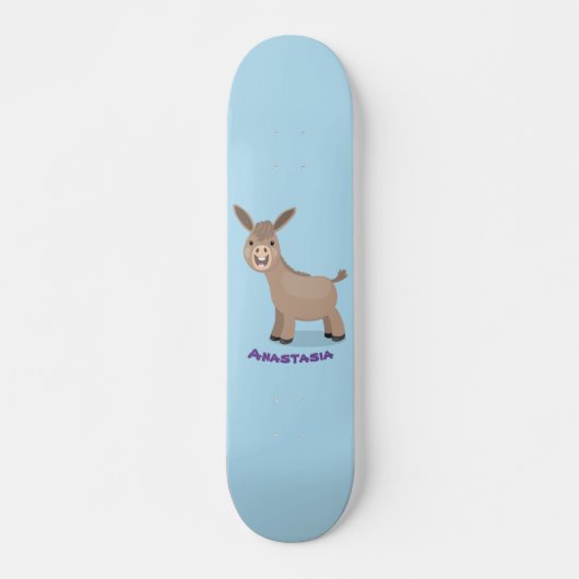 Cute happy miniature donkey cartoon skateboard (Voorkant)