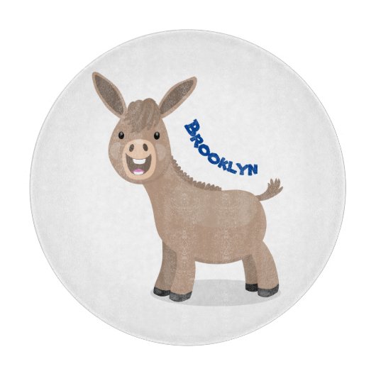Cute happy miniature donkey cartoon snijplank (Voorkant)