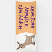 Cute happy miniature donkey cartoon spandoek (Verticaal)