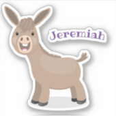 Cute happy miniature donkey cartoon sticker (Voorkant)