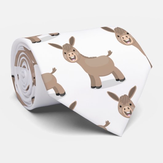 Cute happy miniature donkey cartoon stropdas (Opgerold)