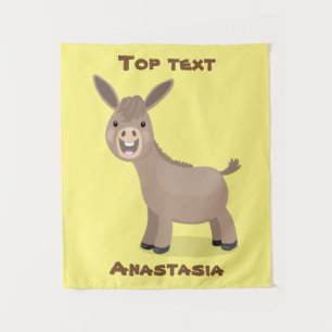 Cute happy miniature donkey cartoon wandkleed